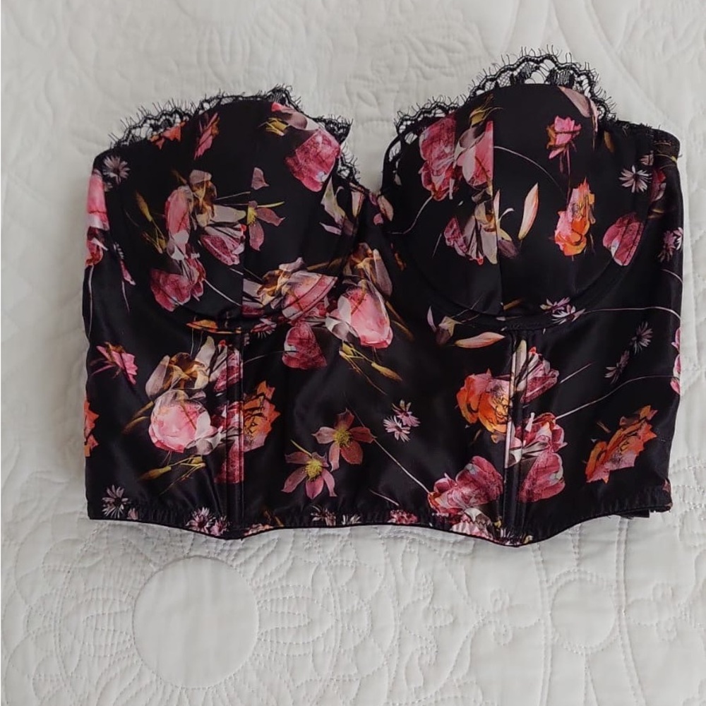 Victoria's Secret Black and Pink Floral Bra